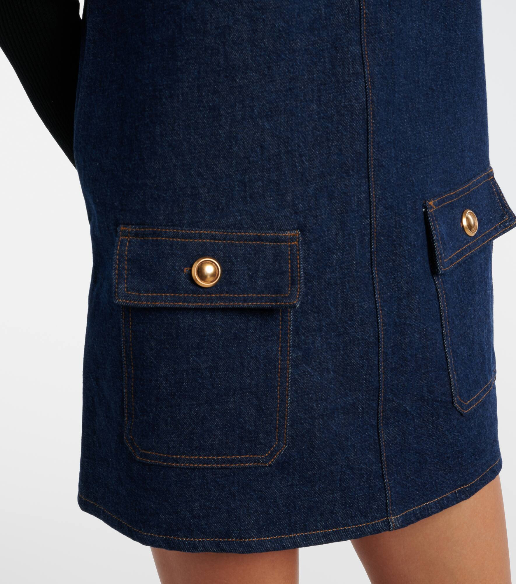 Pinafore cotton denim minidress - 5