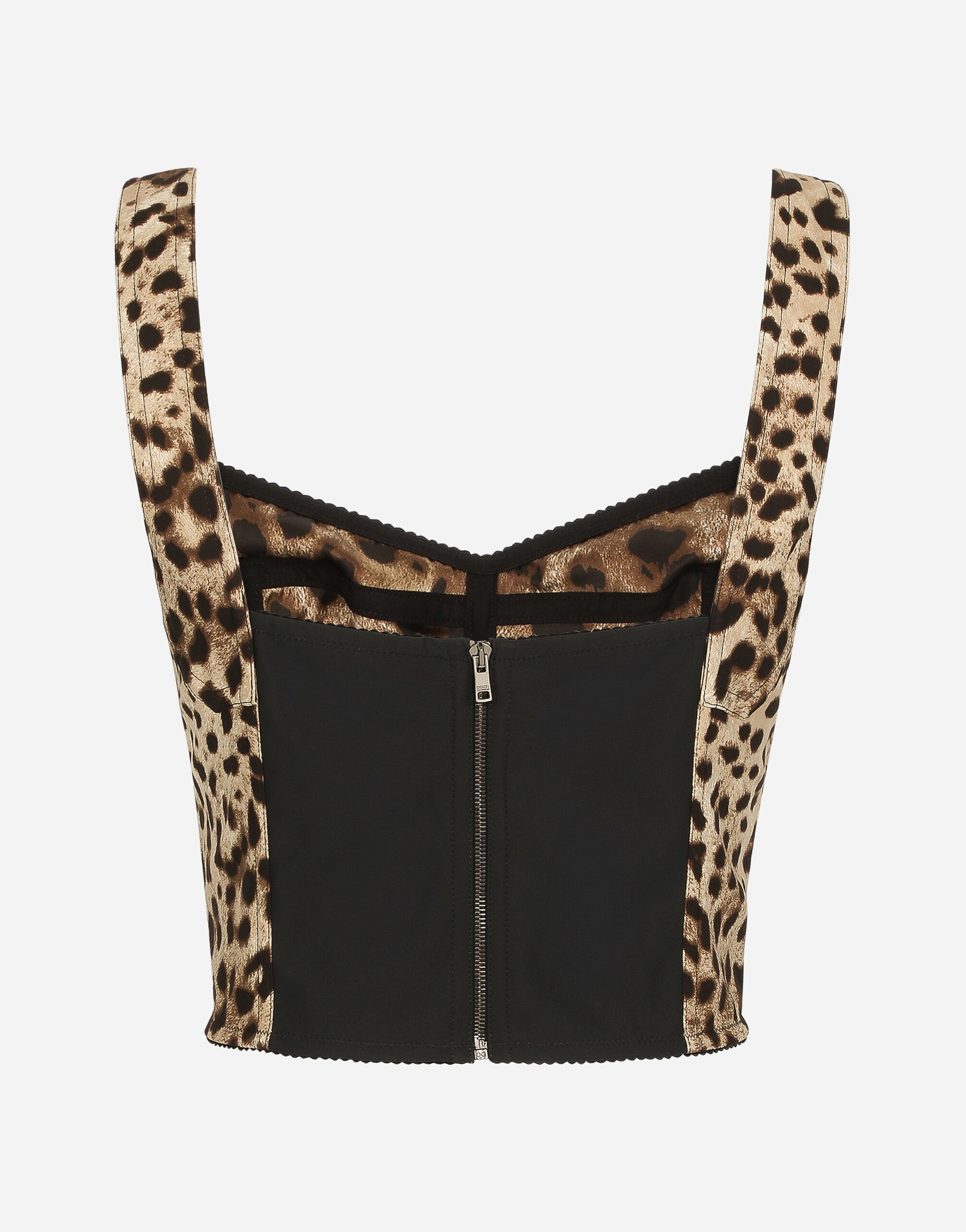 Leopard-print charmeuse bustier top - 2