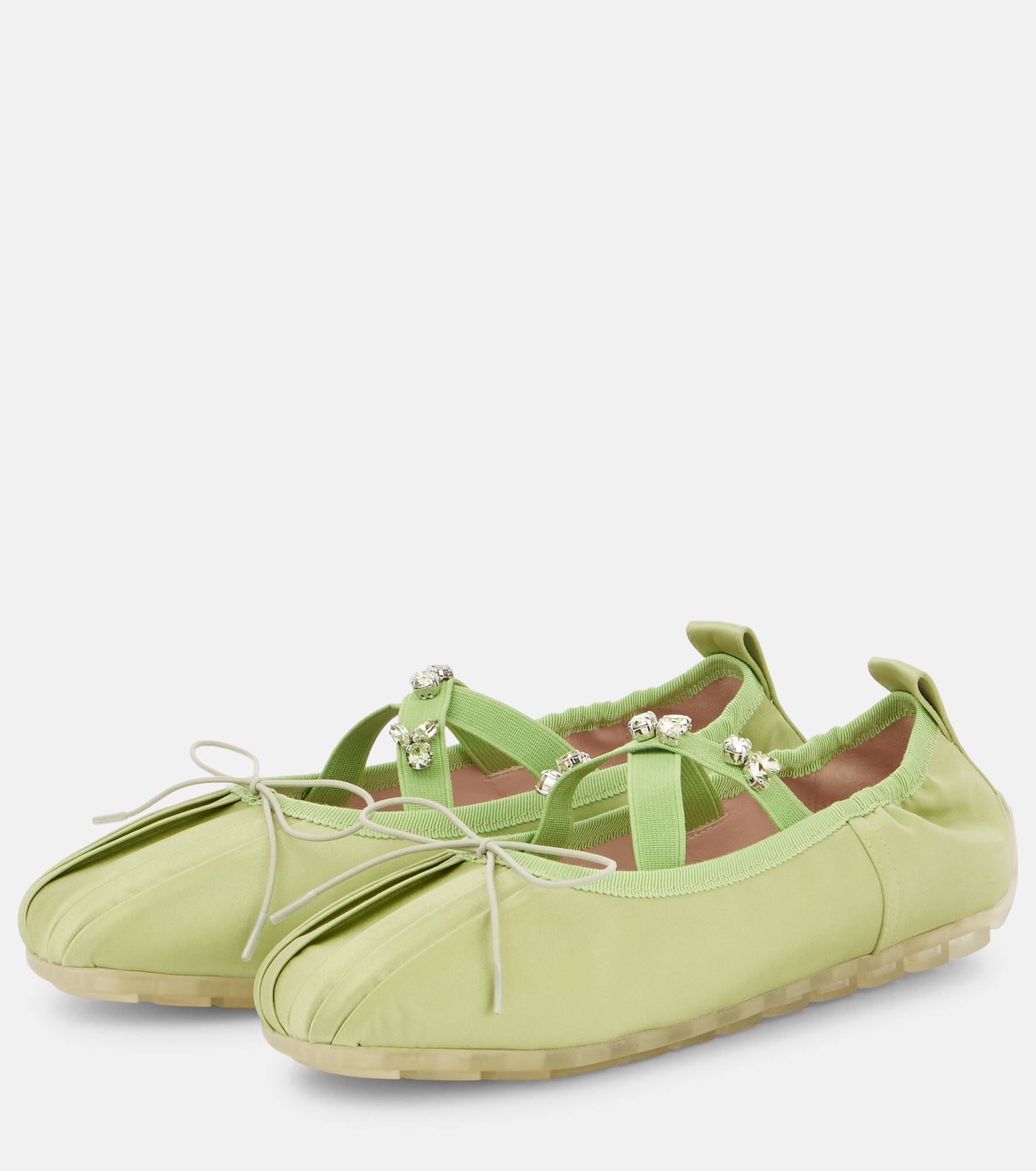 Grip embellished satin ballet flats - 4