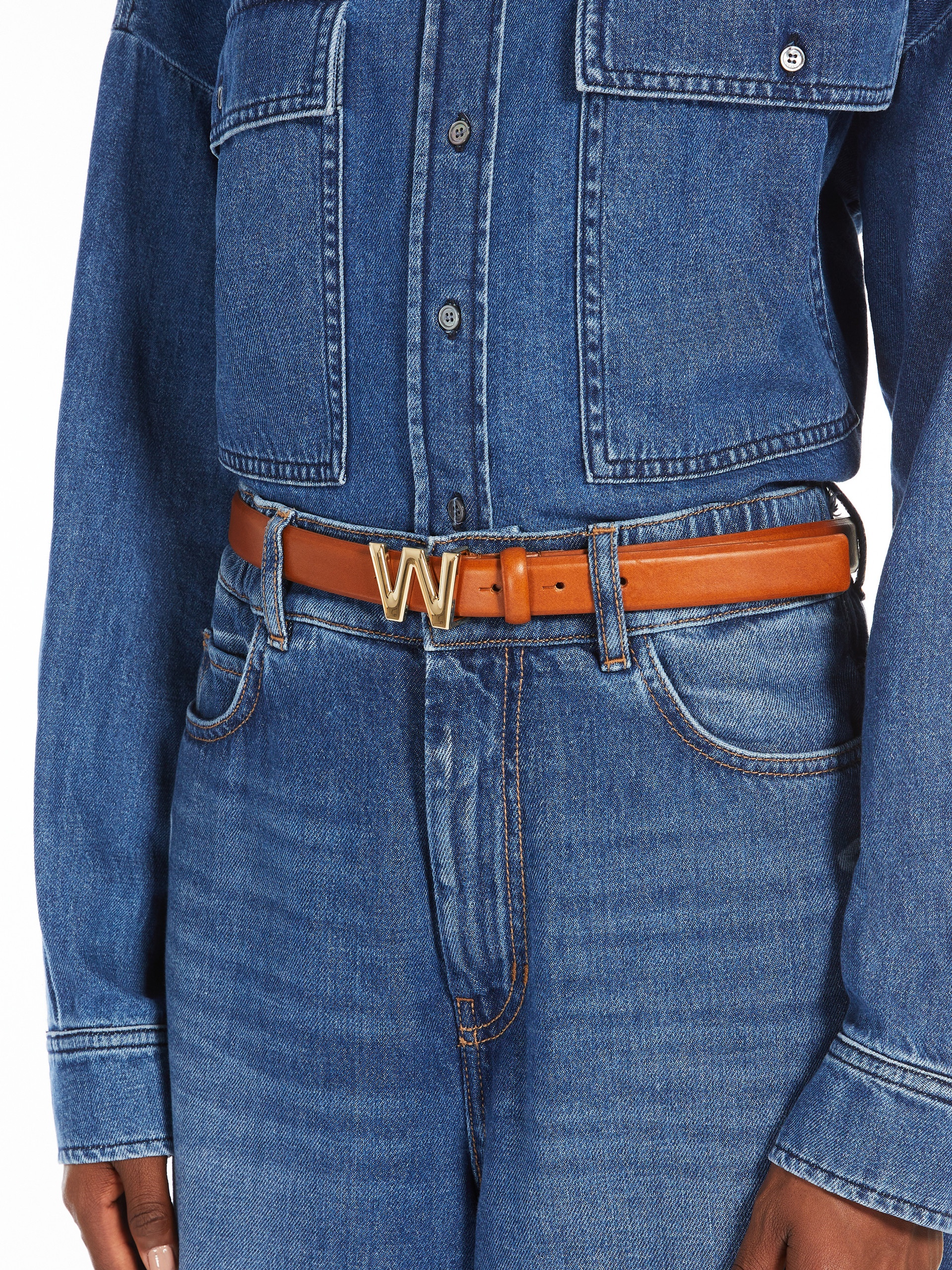 WEST Branded buckle-embellished leather belt - 3