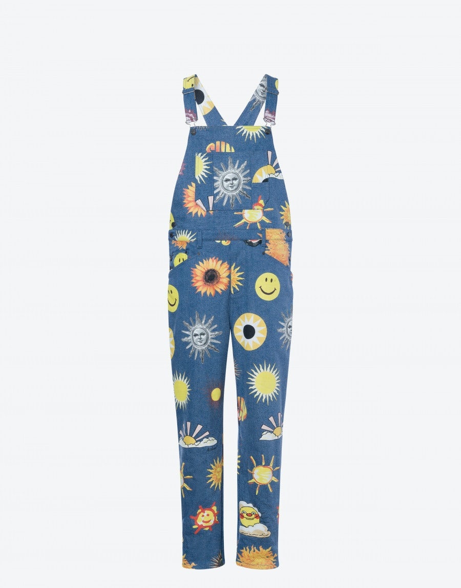 ALLOVER SUN SMILEY® PRINT DENIM STRETCH DUNGAREE - 1