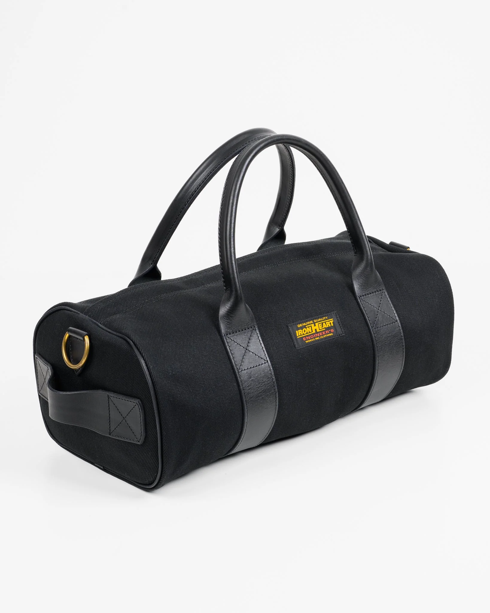 IHE-24-BLK 21OZ DENIM AND BUTTERO LEATHER HOLDALL - SUPERBLACK - 1