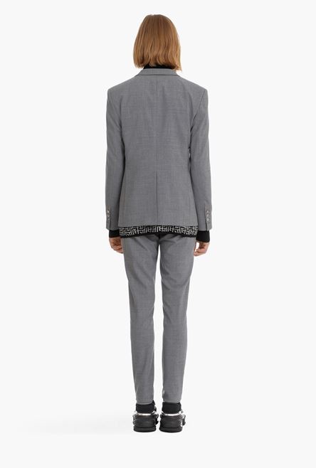 Gray wool blazer with silver-tone buttons - 3