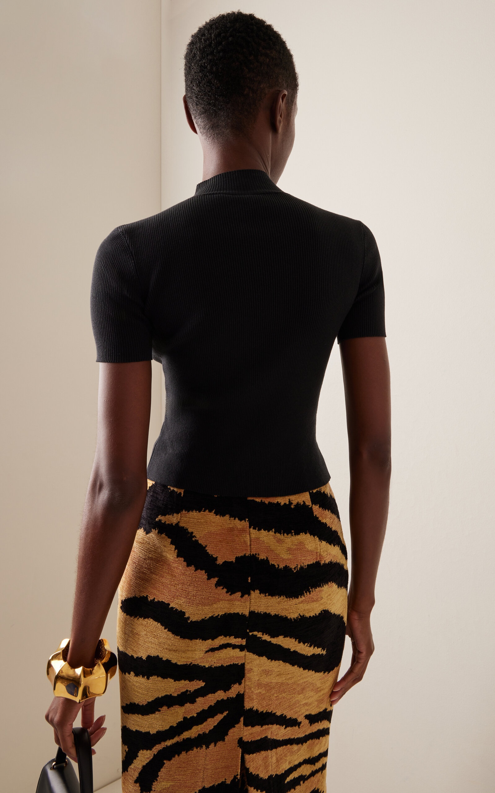 Ribbed Silk-Blend Top black - 4