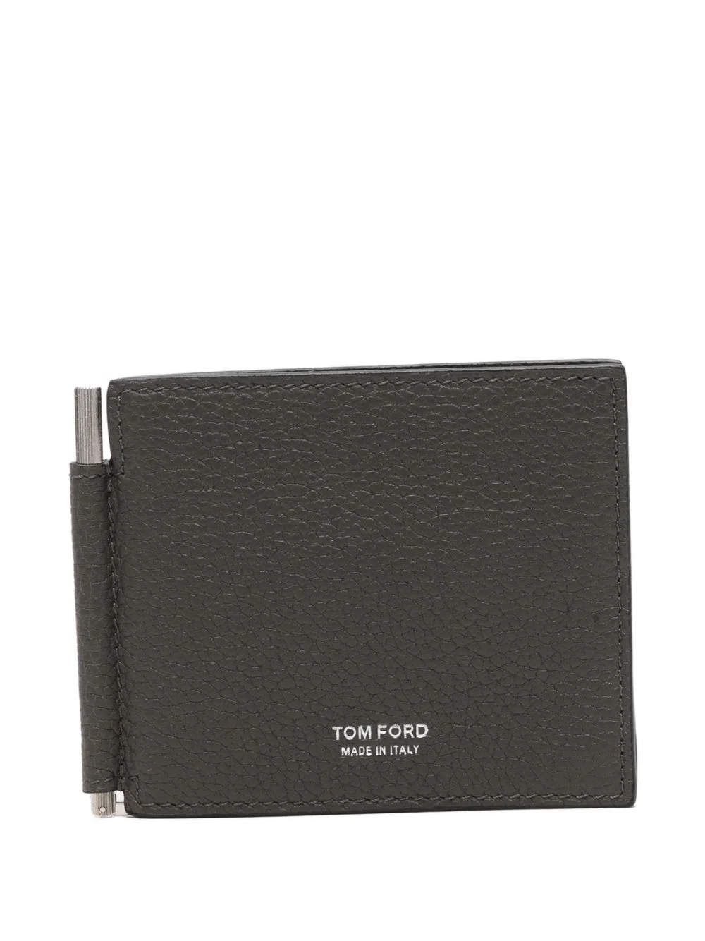 grainy leather money-clip wallet - 1