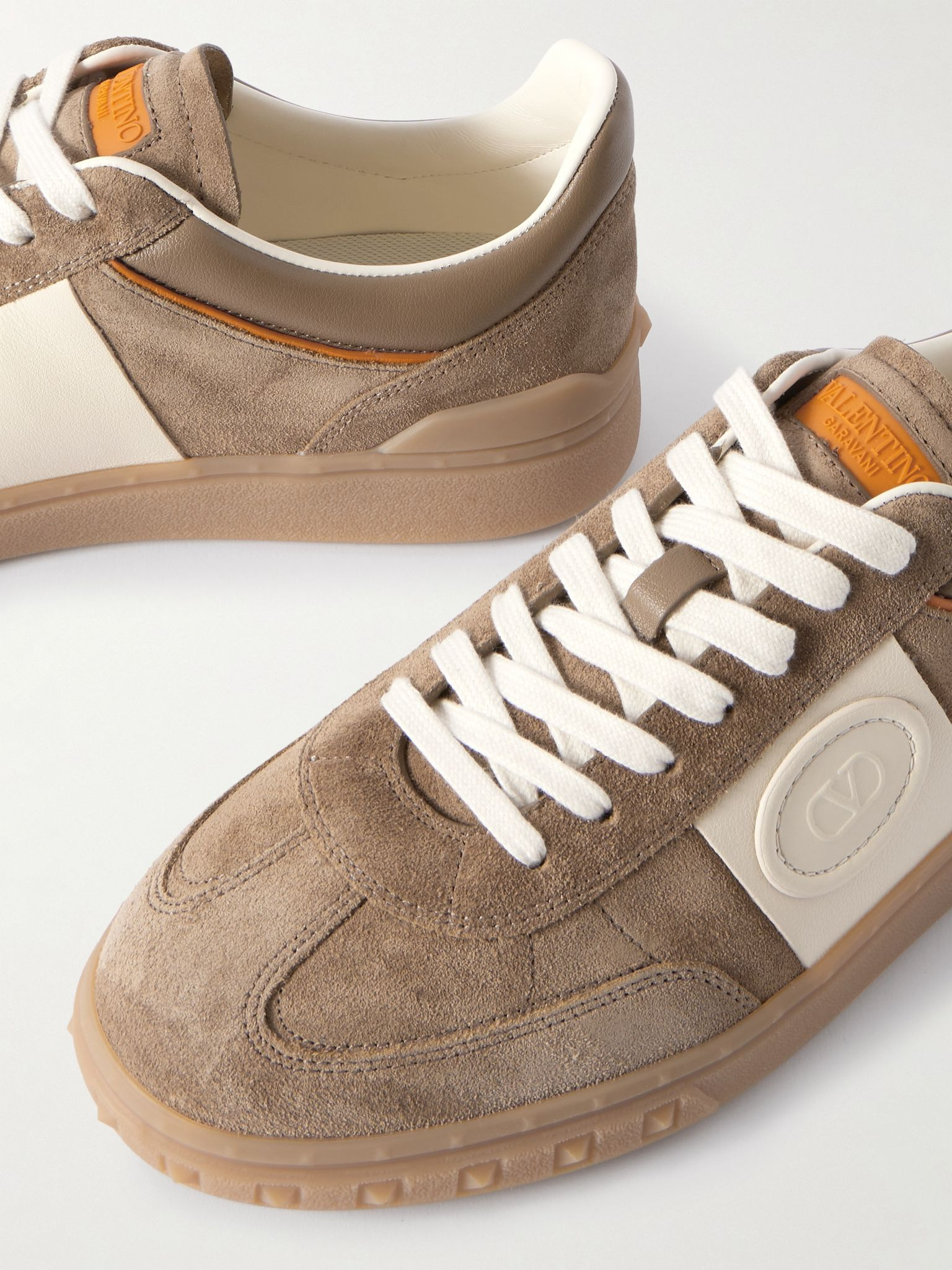 Upvillage Leather-Trimmed Suede Sneakers Brown - 5