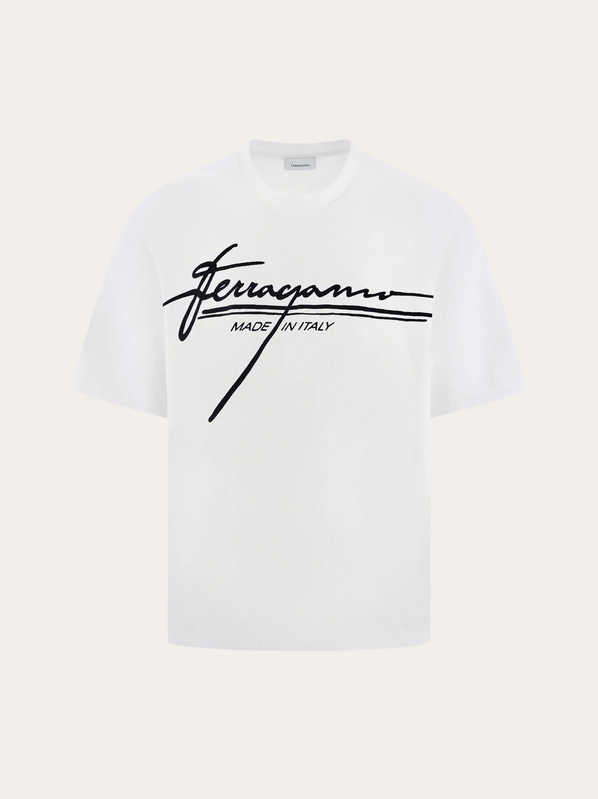 Crew neck T-shirt with printed signature - 1