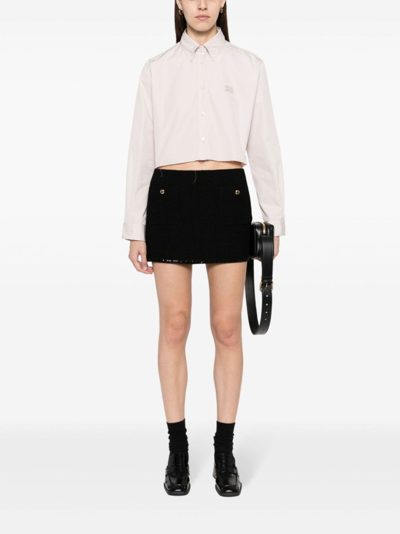 Miu Miu sequin-trim knitted miniskirt outlook