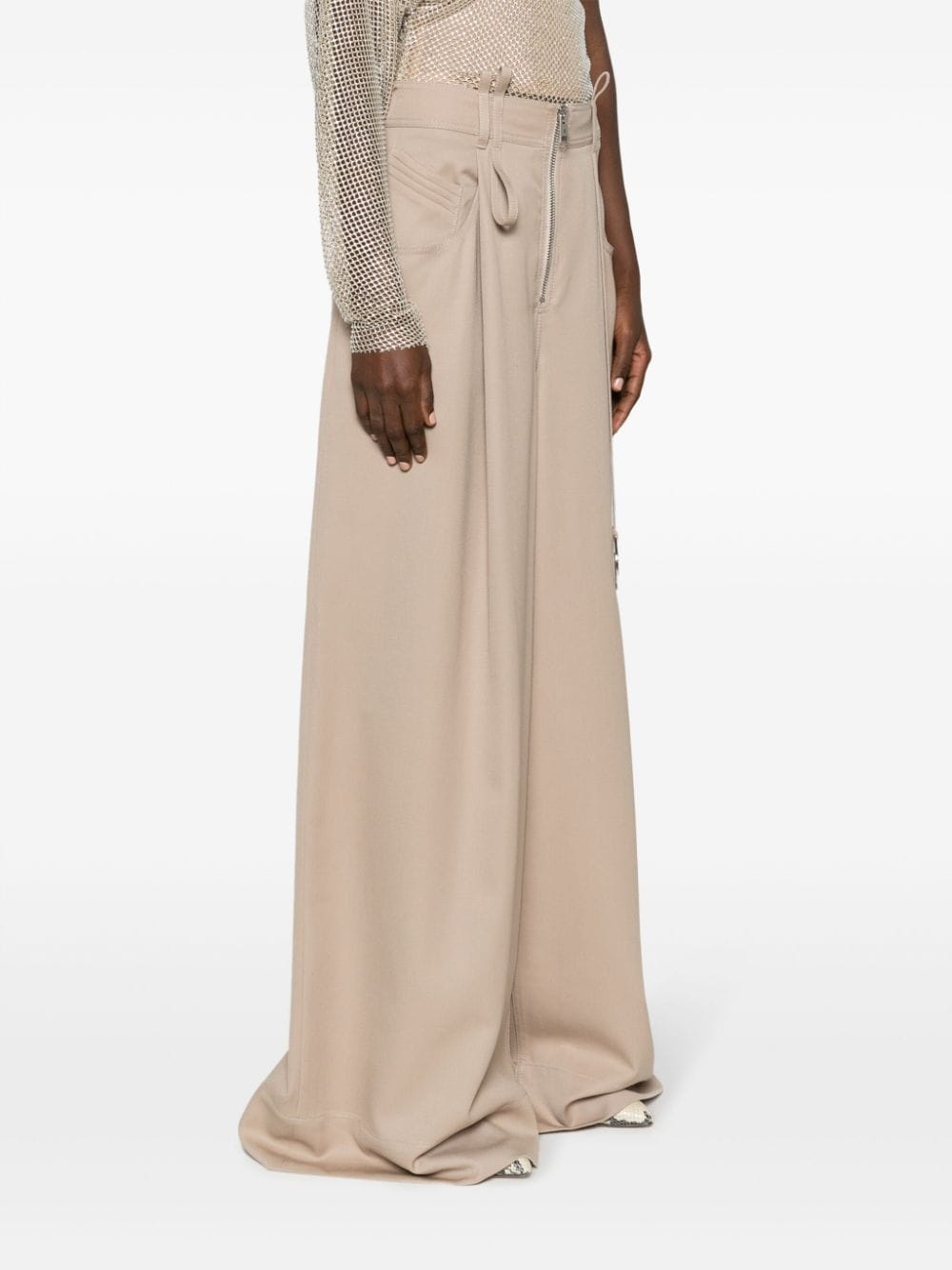 embellished wide-leg wool trousers - 3