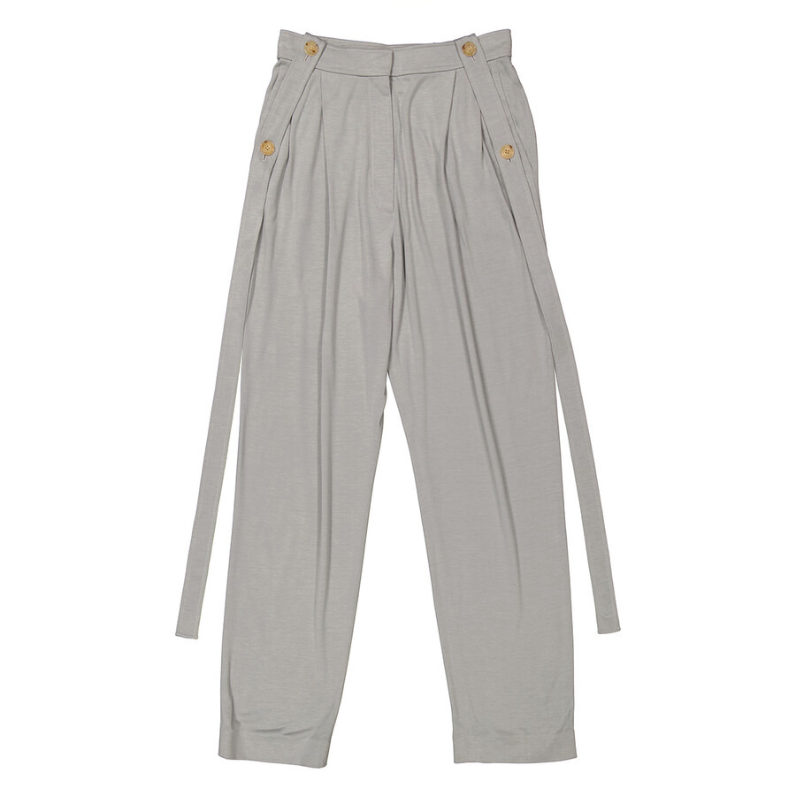 Burberry Ladies Heather Melange Strap Detail Jersey Tailored Trousers - 4