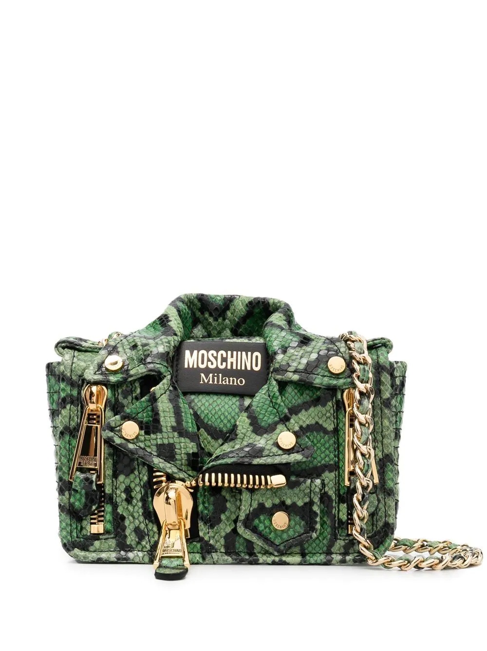 Biker snakeskin-effect crossbody bag - 1