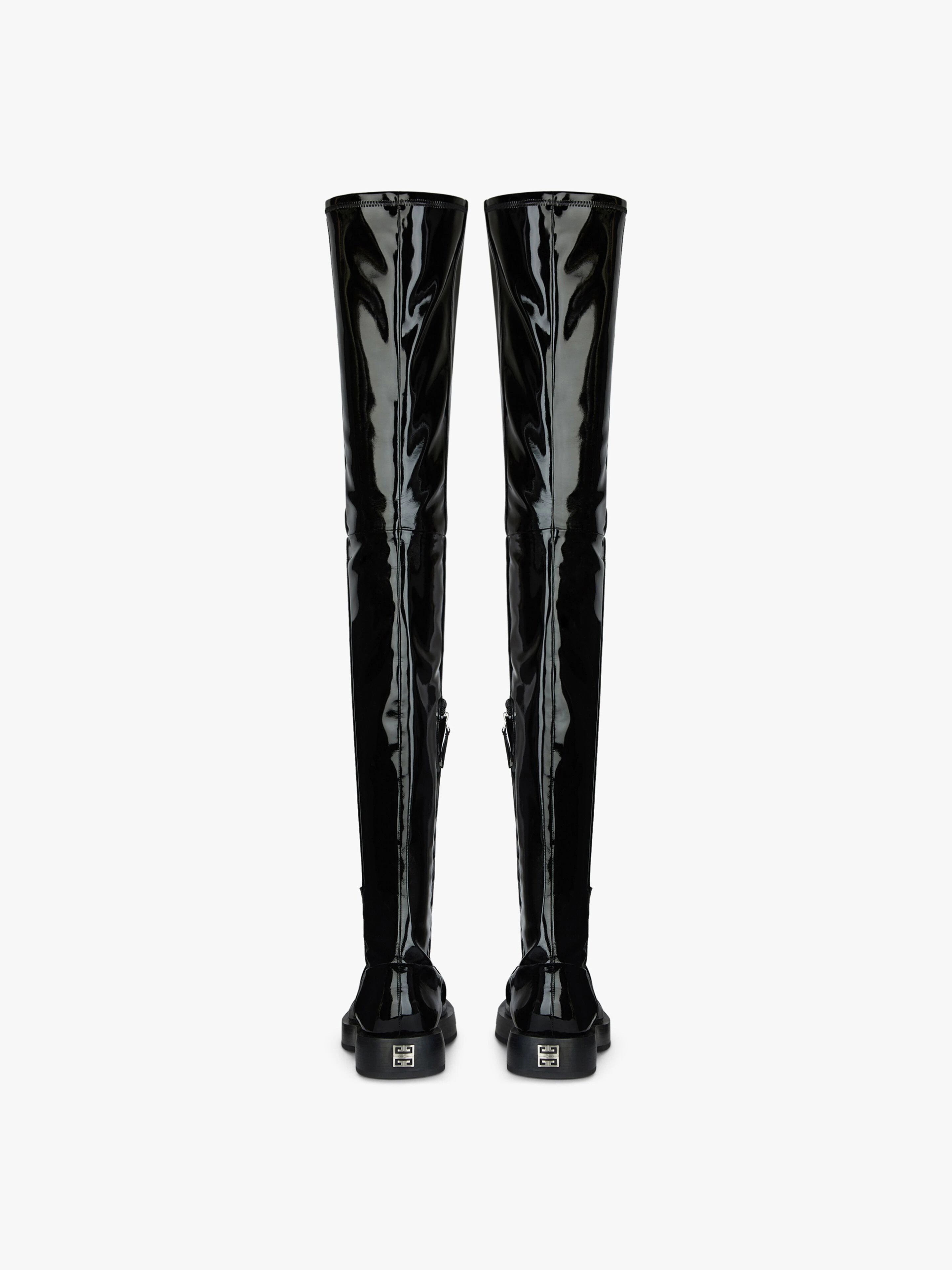 SQUARED PATENT THIGH BOOTS - 4