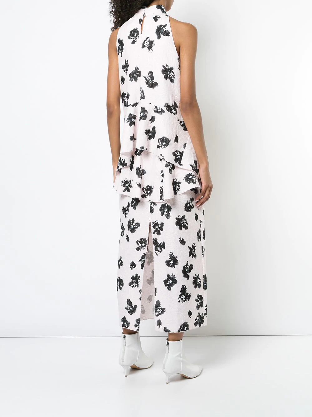 floral print draped dress - 4