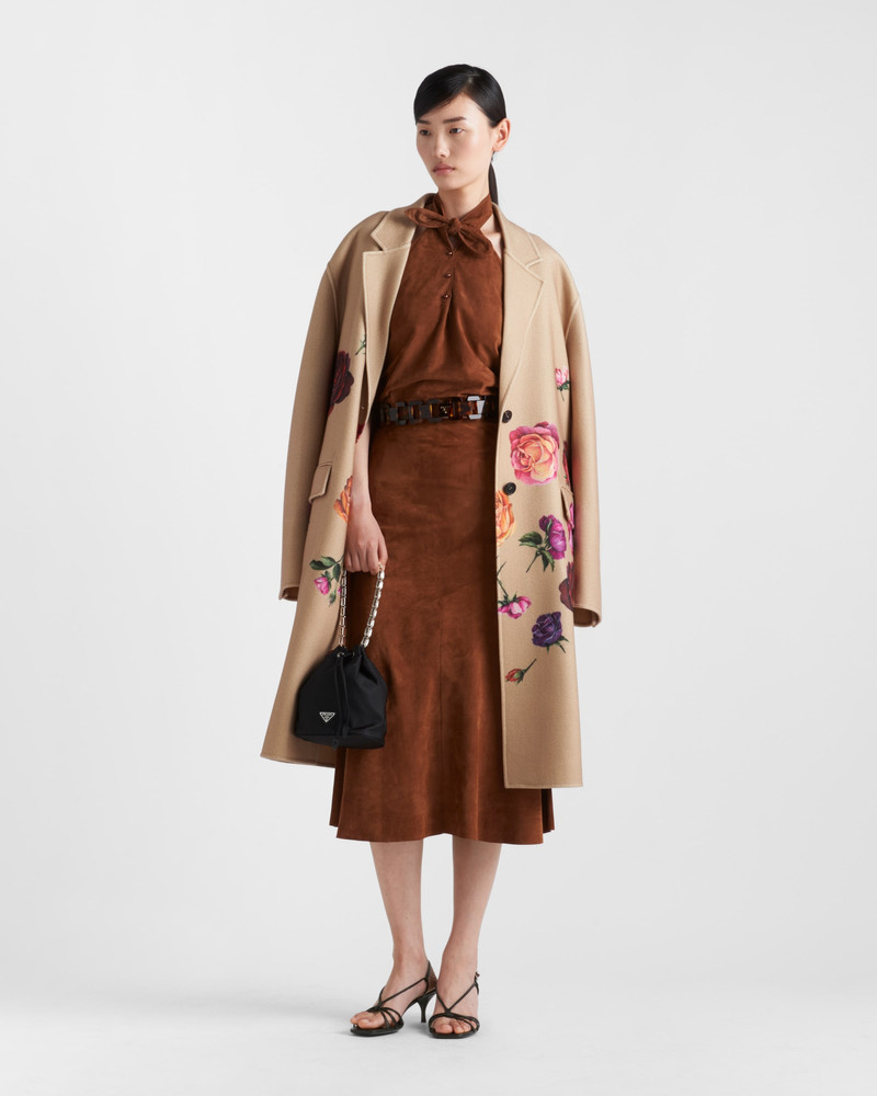 Prada Single-breasted printed cashmere coat outlook