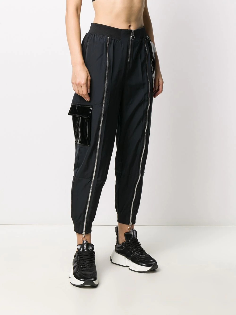 zip detail track pants - 3