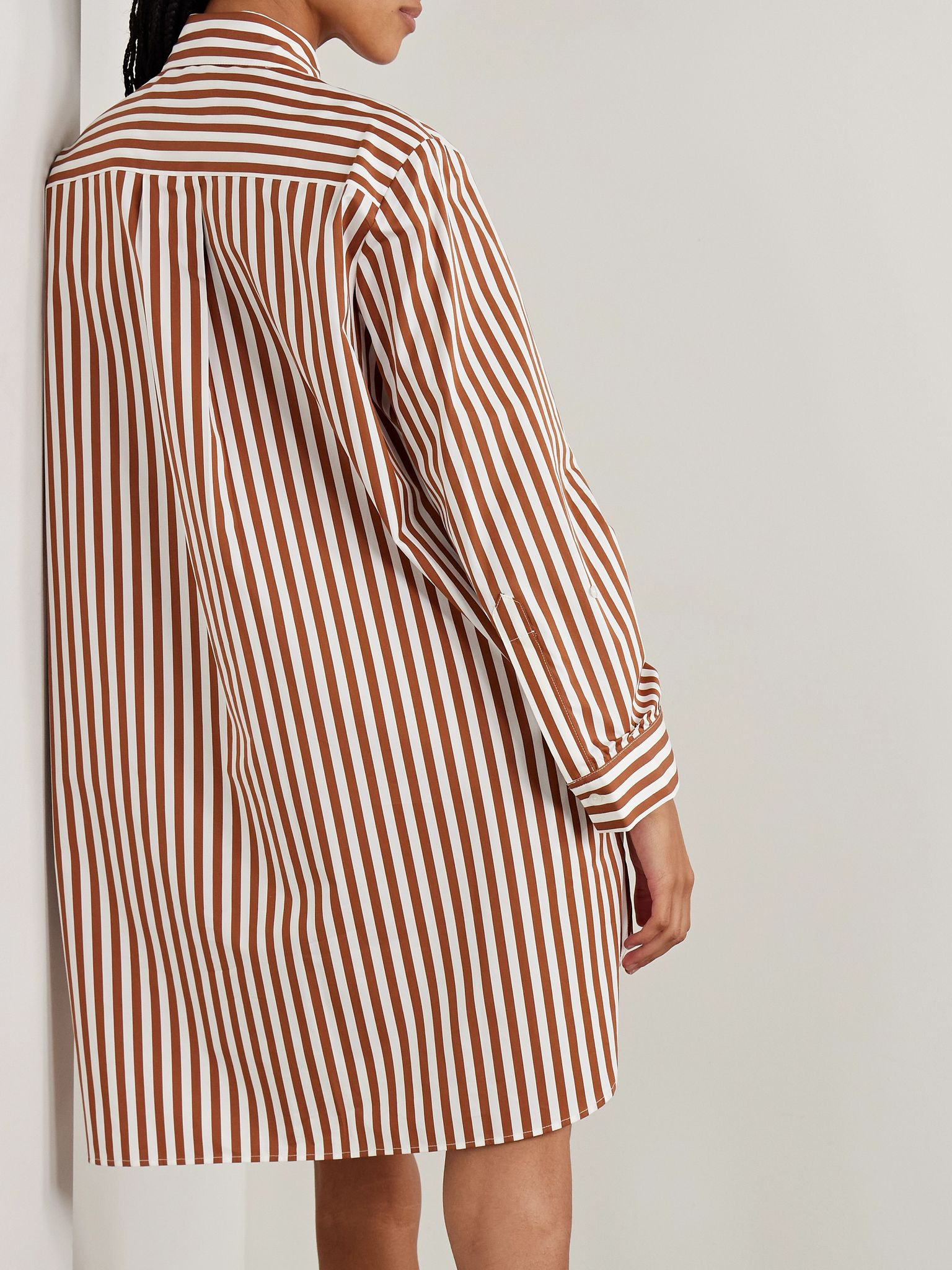 Morning After striped cotton-poplin shirt dress Brown - 4