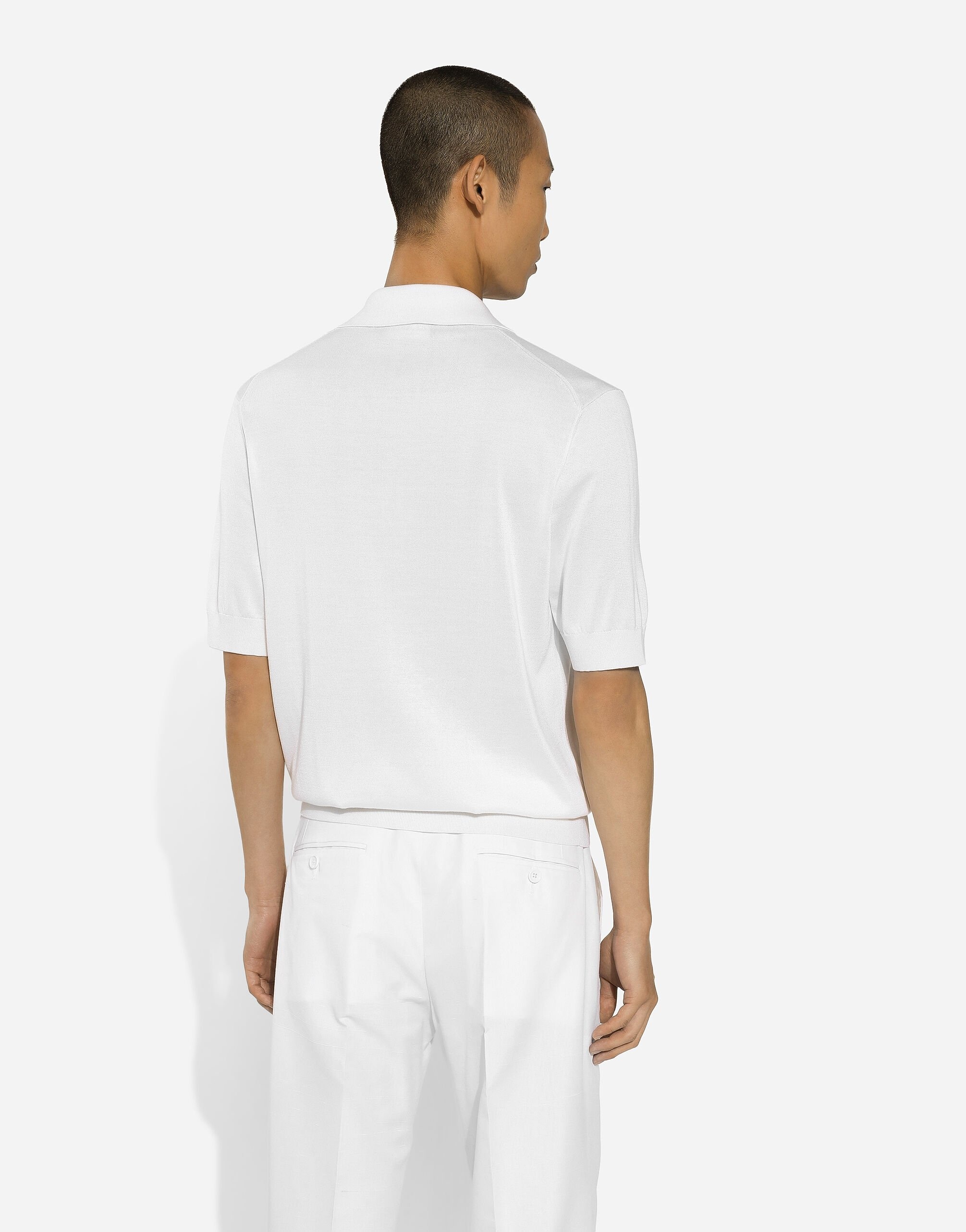 Silk polo-shirt with signature - 5