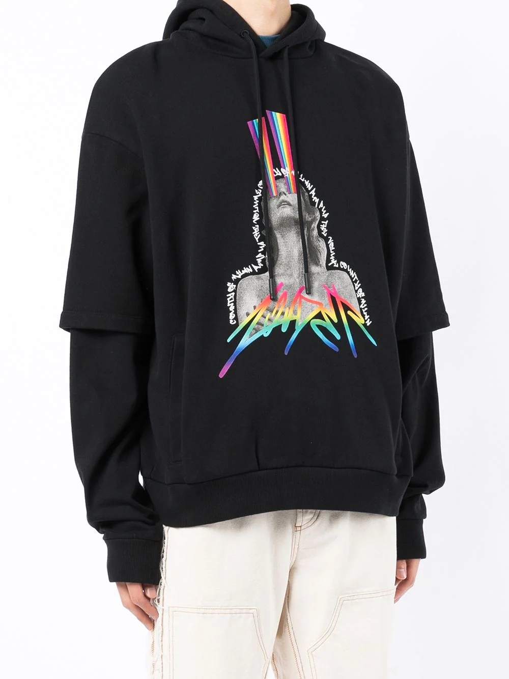 graphic-print layered hoodie - 3