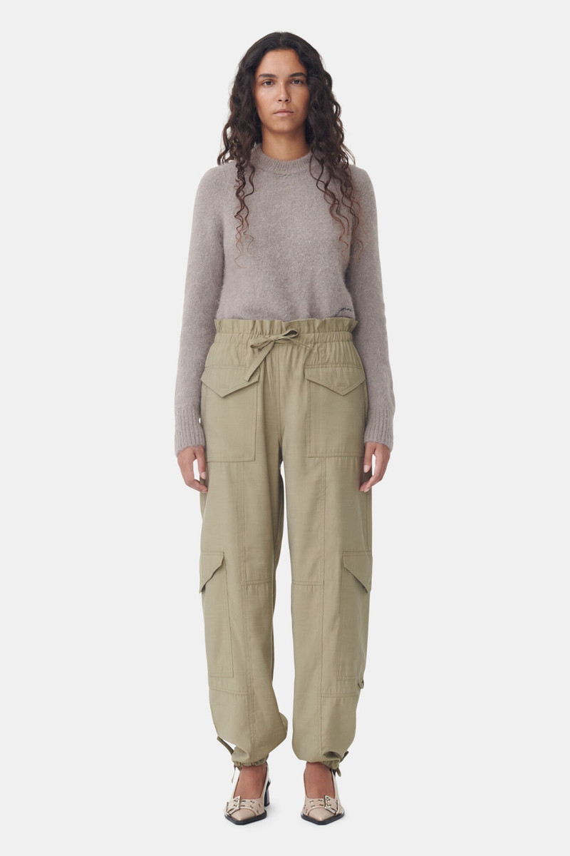 GANNI LIGHT SLUB HIGH WAIST POCKET PANTS outlook
