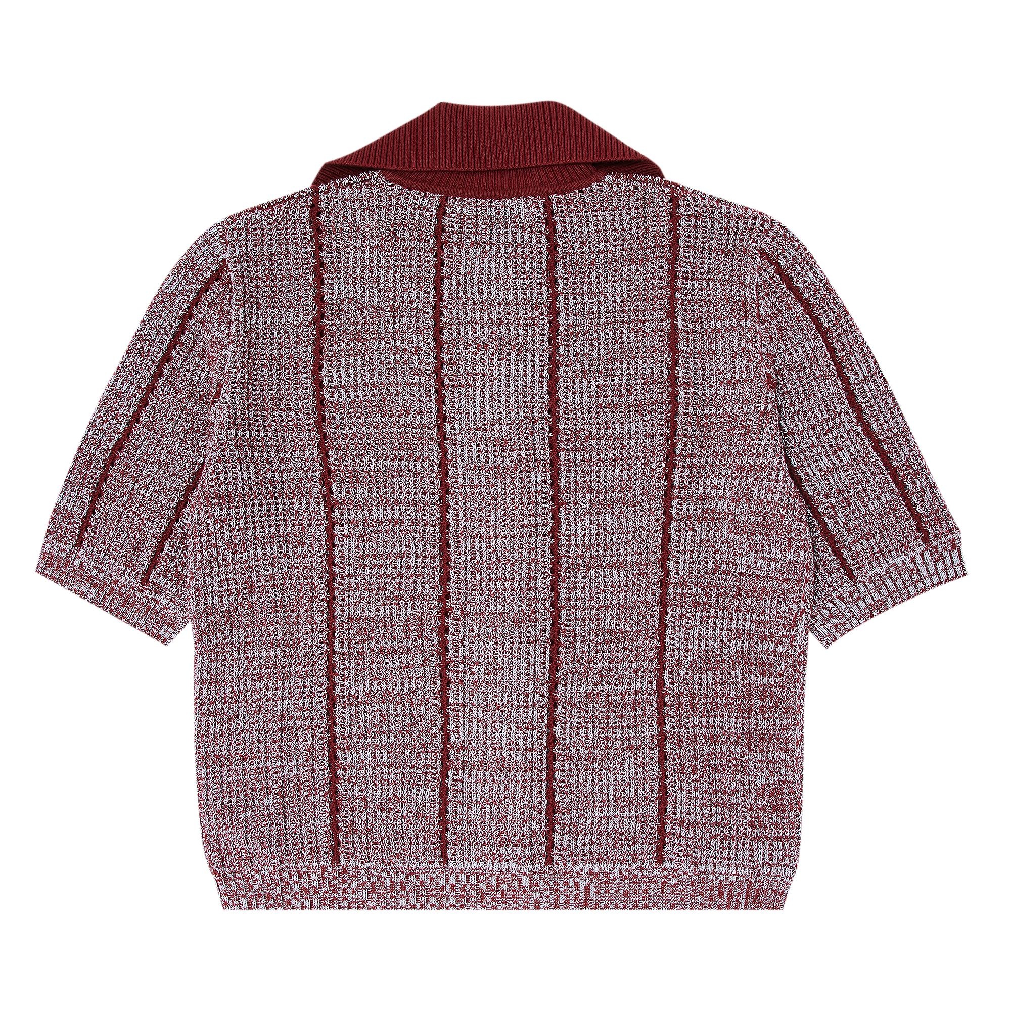 Lanvin Lace Knit Button Up Polo 'Red/Multicolor' - 2