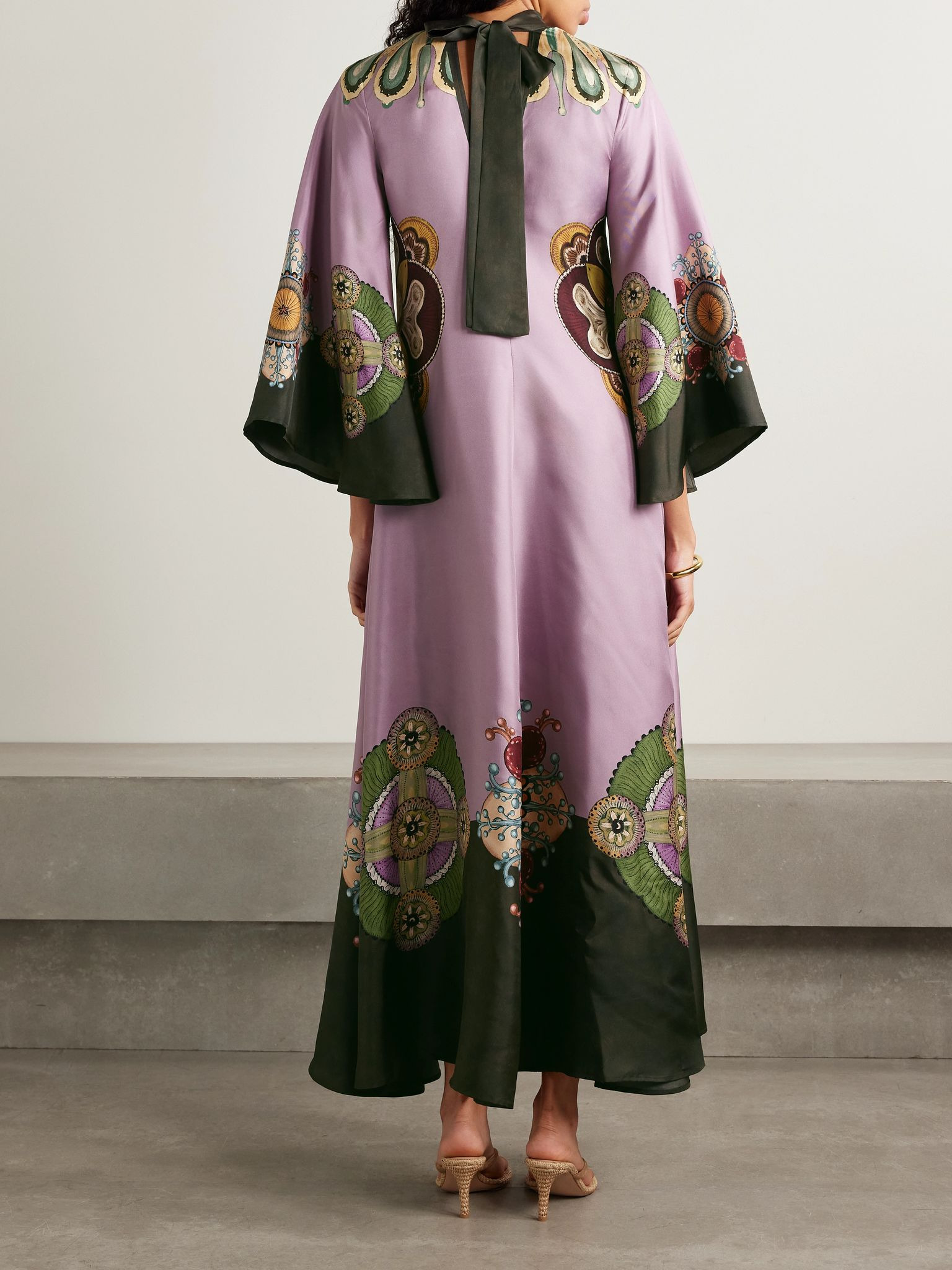 Icon Magnifico printed silk-twill maxi dress Purple - 4
