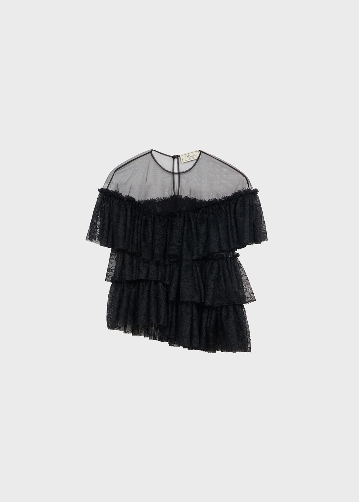 TULLE AND LACE BLOUSE WITH RUFFLES - 1