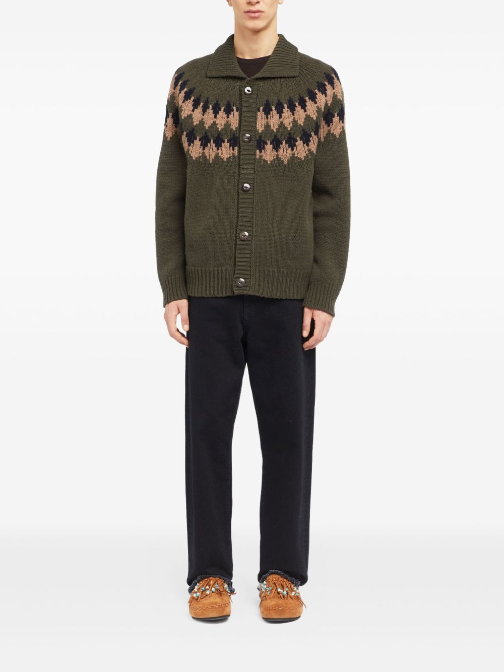 Fairisle pattern wool cardigan - 2