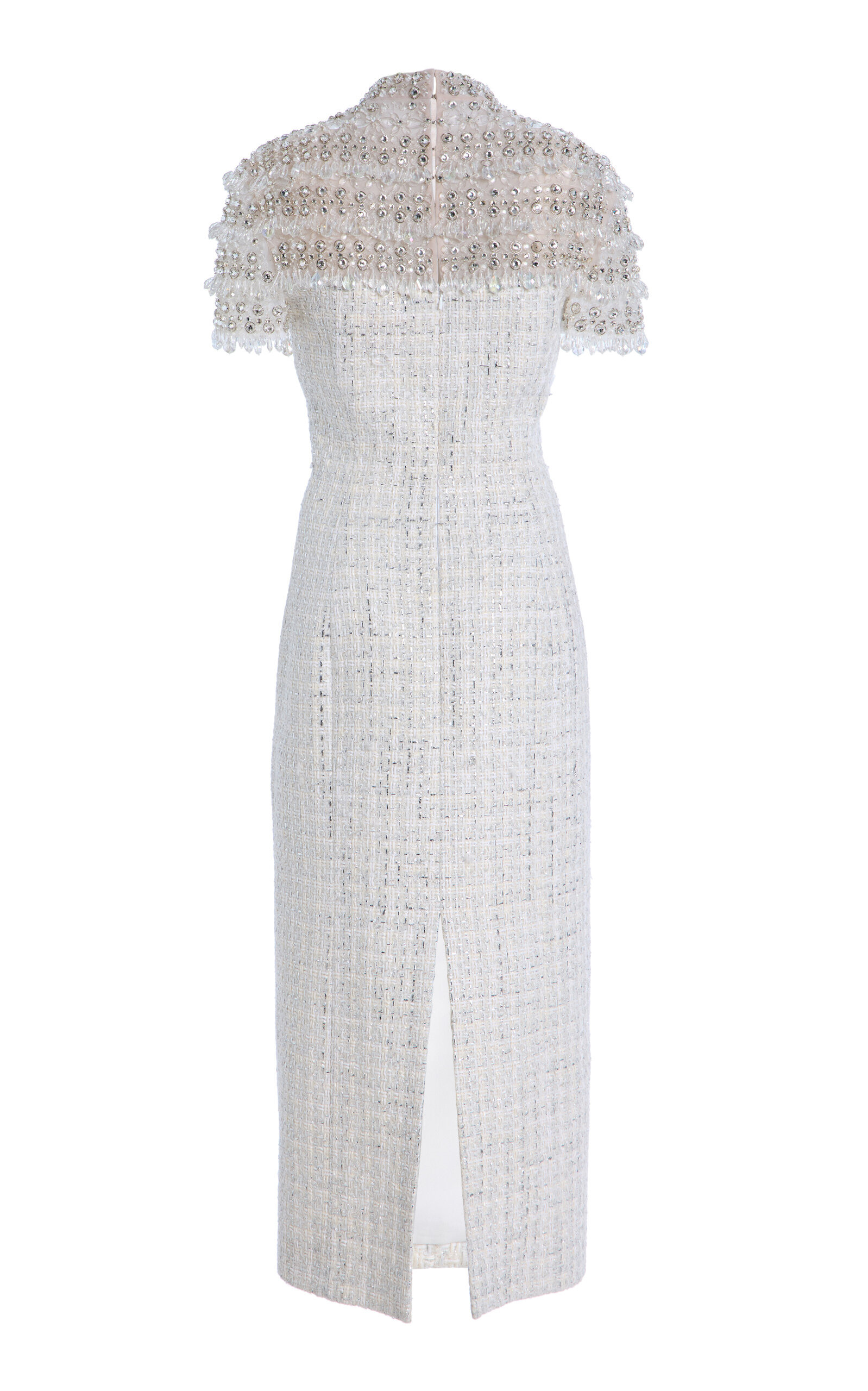 Embellished Tweed Midi Dress ivory - 6