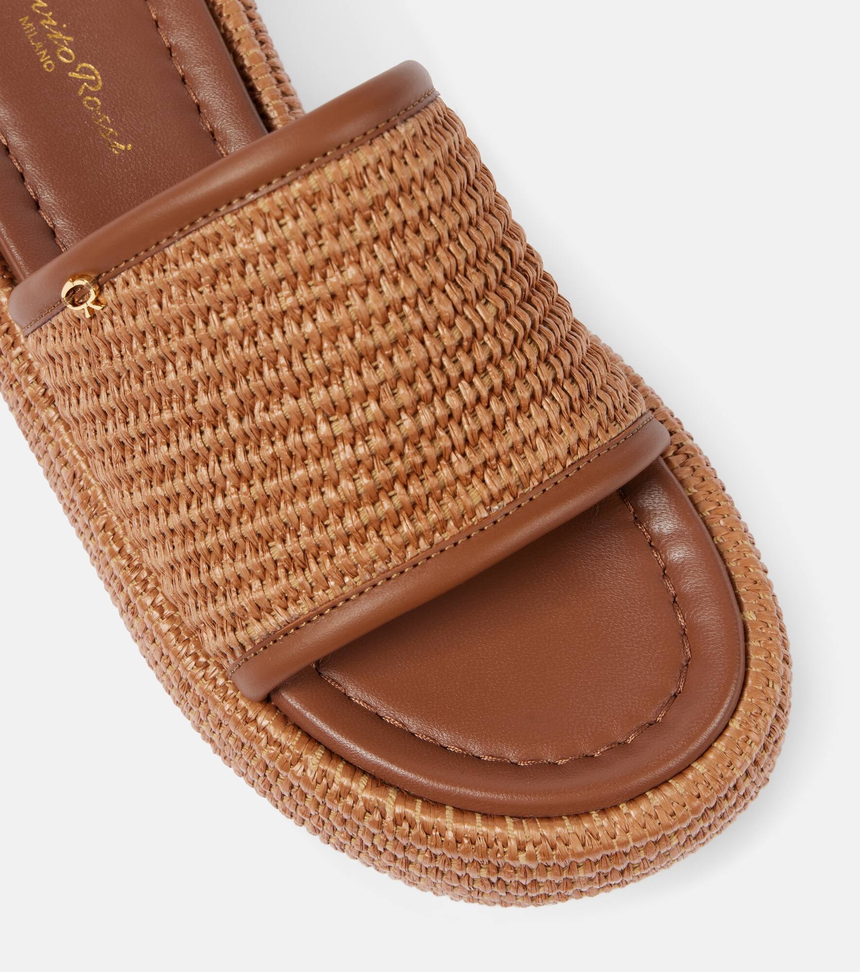 Amami leather and raffia platform mules - 6