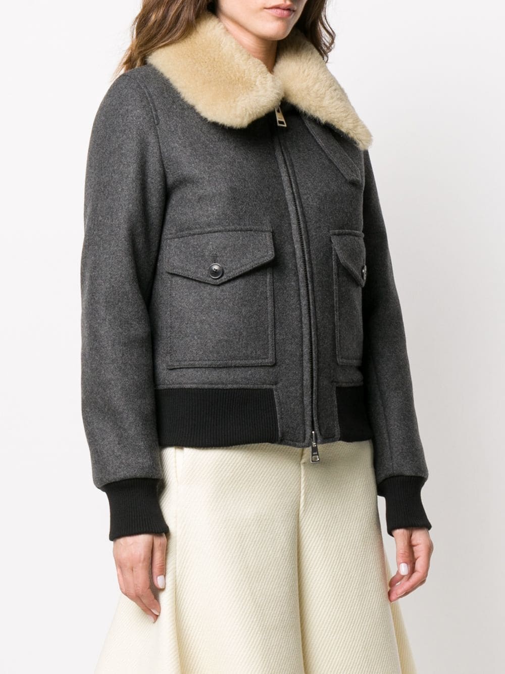 shearling-trimmed aviator jacket - 3