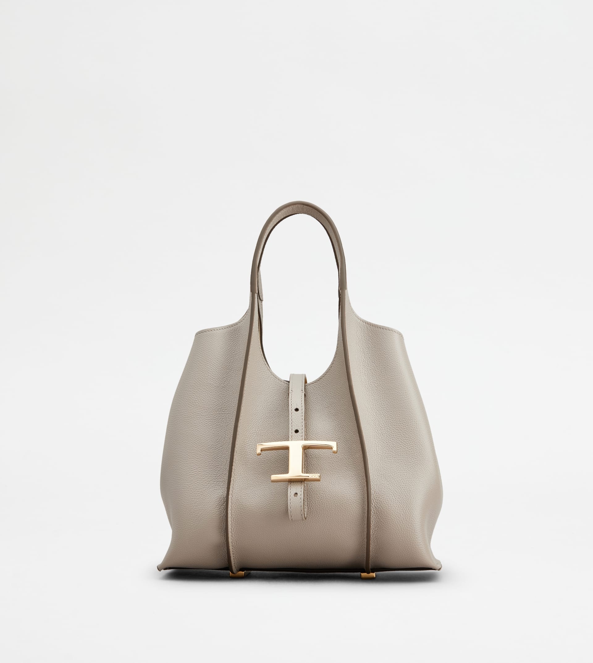 T TIMELESS SHOPPING BAG IN LEATHER MINI - GREY - 1