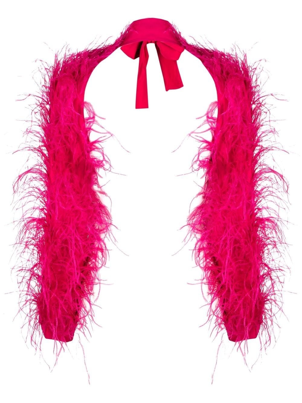 tie-neck long-sleeved feather jacket - 2