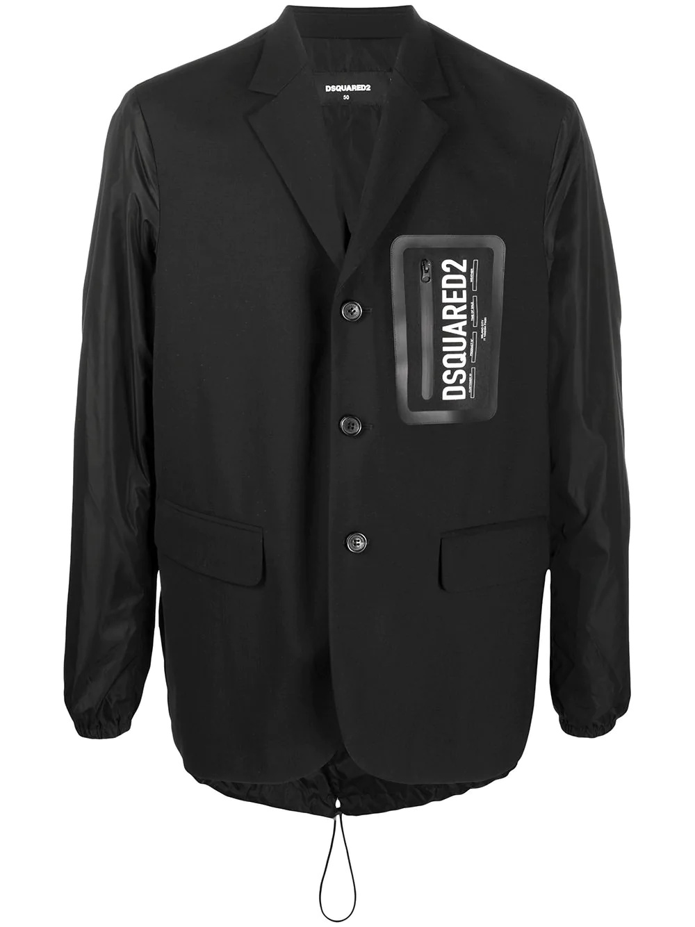 contrast sleeve branded blazer - 1