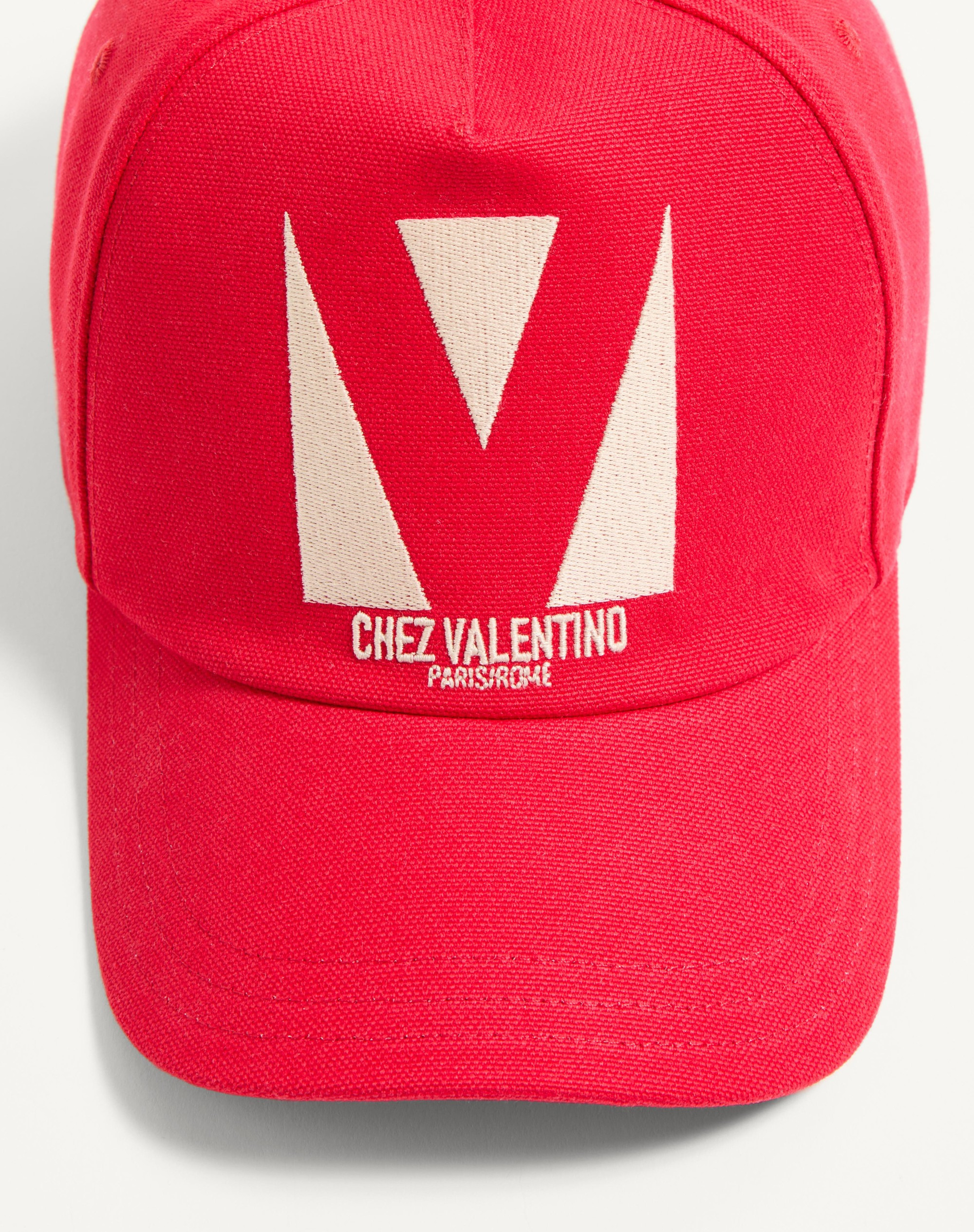 CHEZ VALENTINO COTTON BASEBALL CAP WITH EMBROIDERY - 5