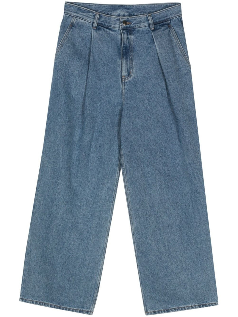 pleat-detail wide-leg jeans 1