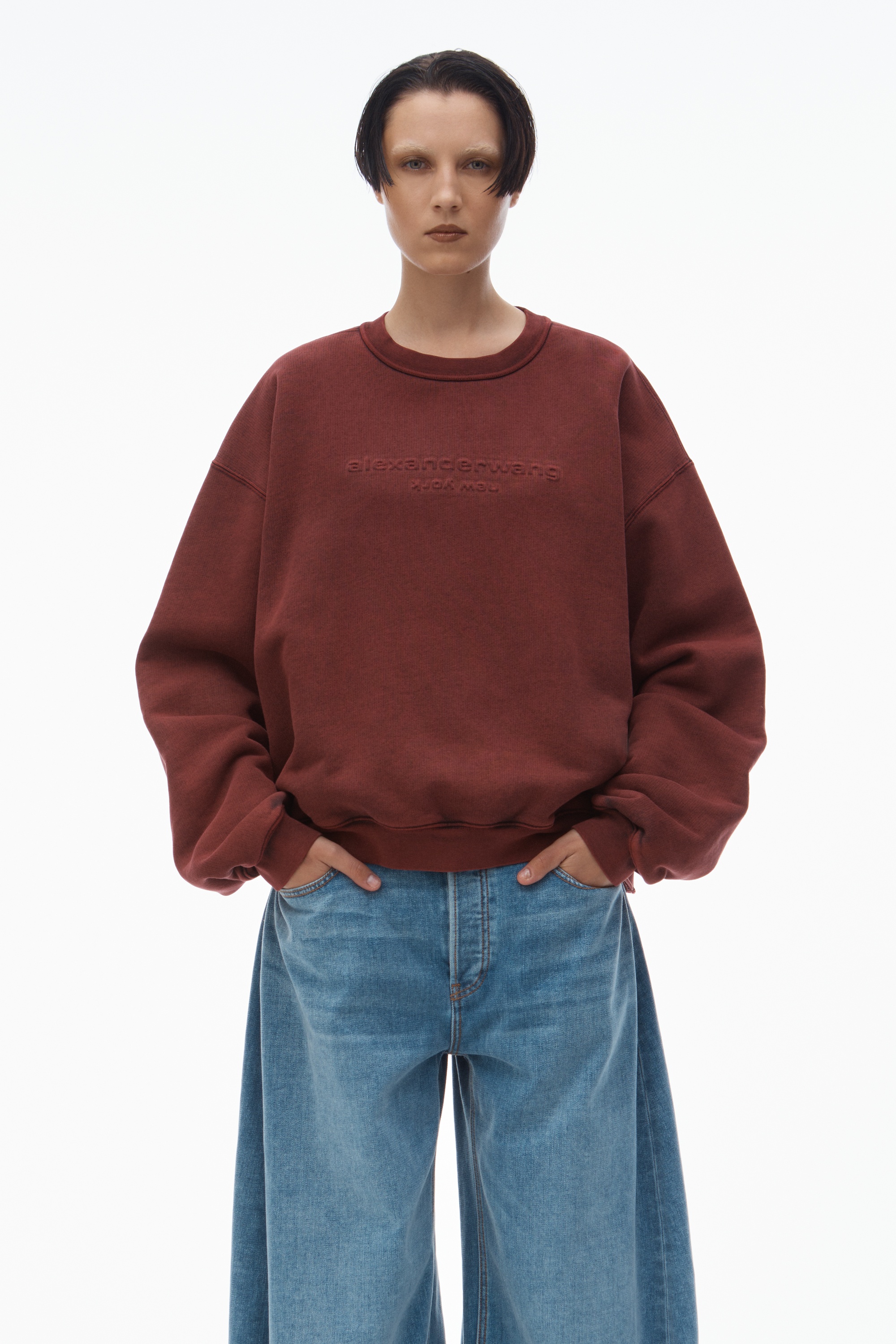 logo-embossed sweatshirt in cotton - 2