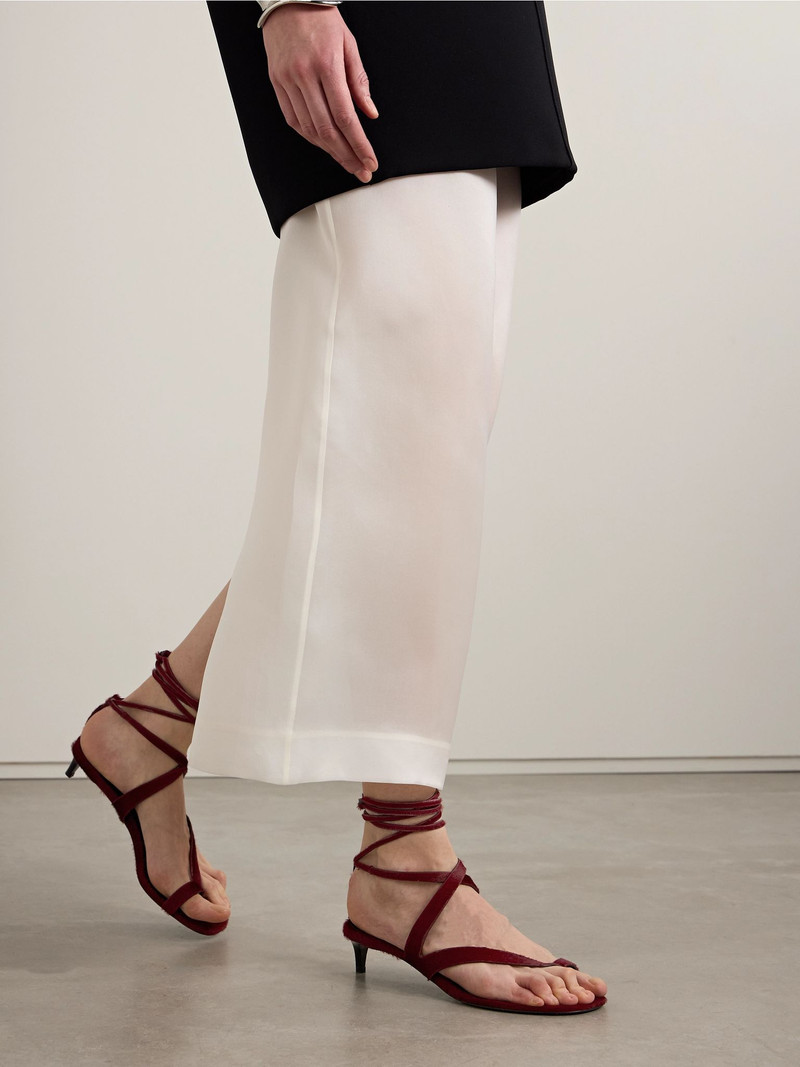 KHAITE Aimee calf hair sandals Burgundy outlook