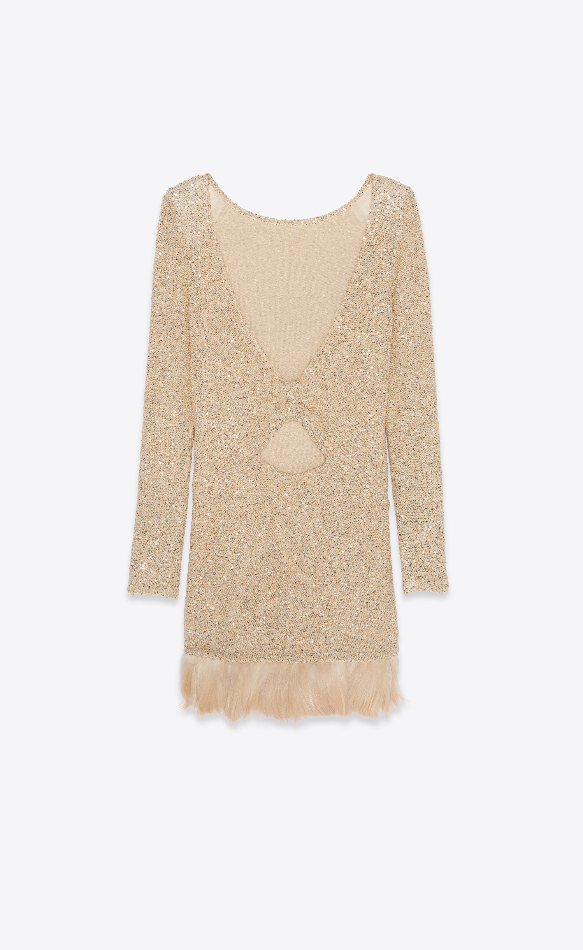 midi dress in sequined knit and feathers - 3