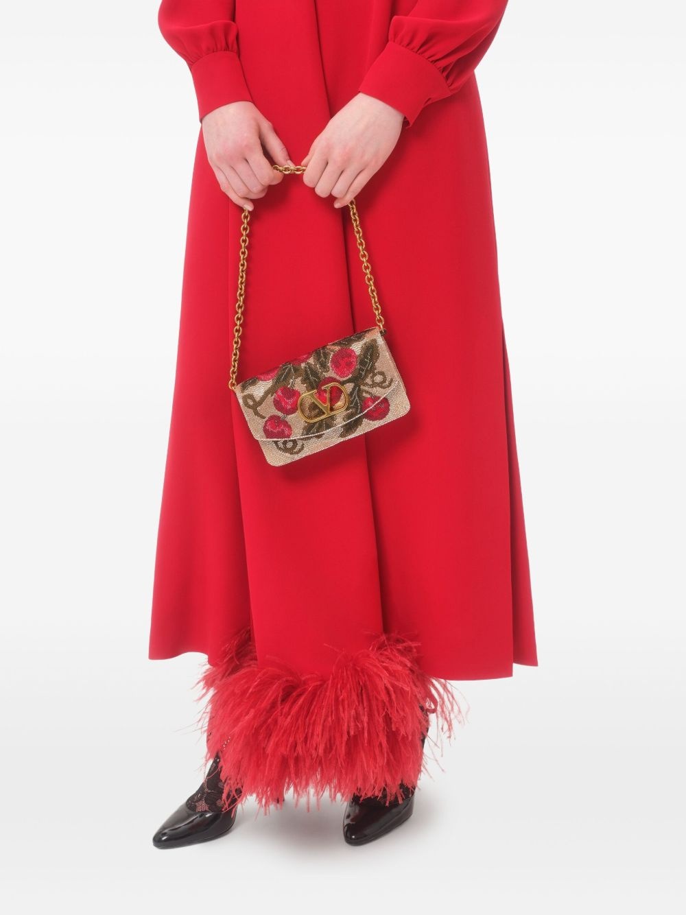 feather-trim midi dress - 4