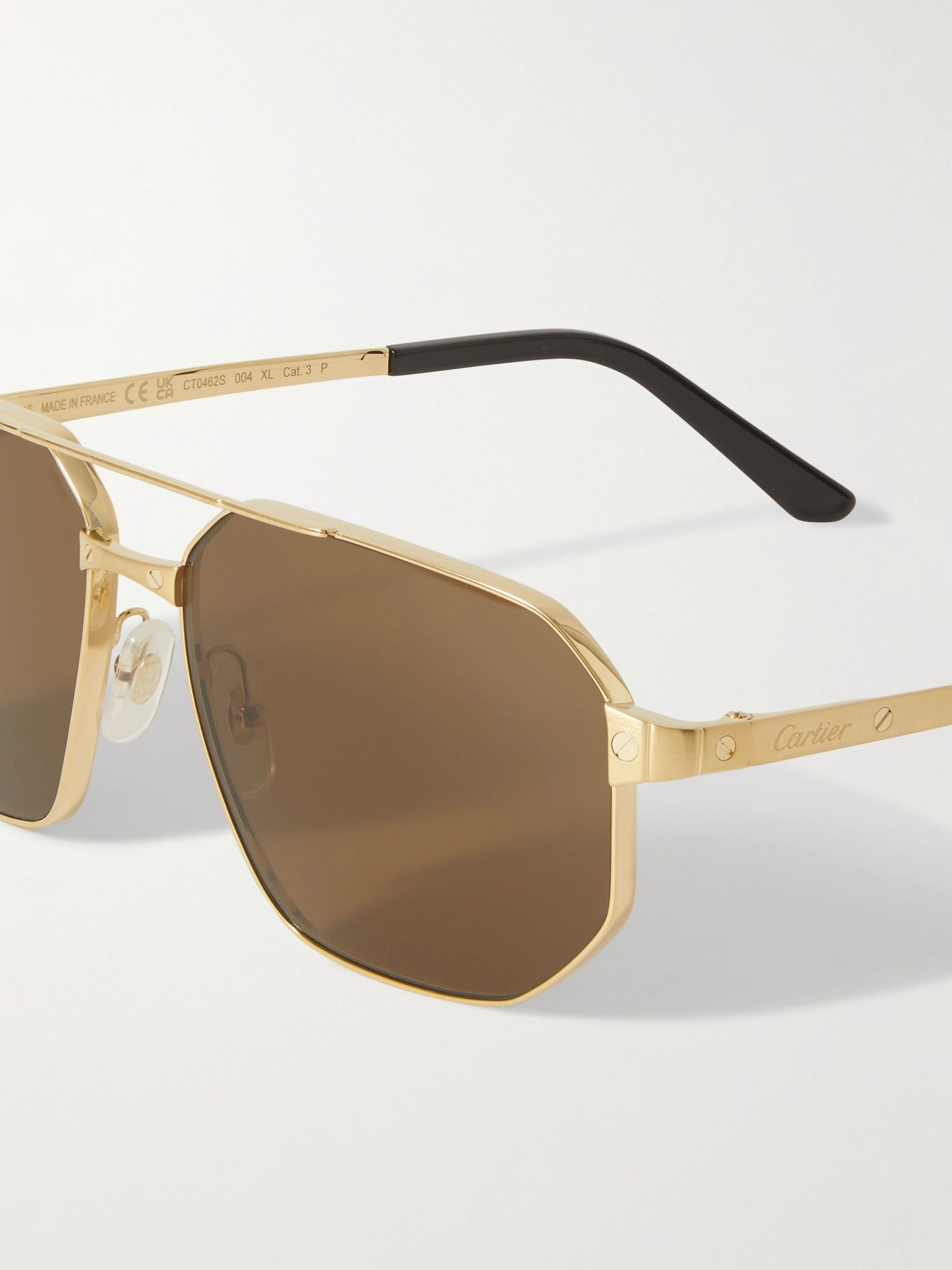 Santos de Cartier Aviator-Style Gold-Tone Sunglasses Gold - 3