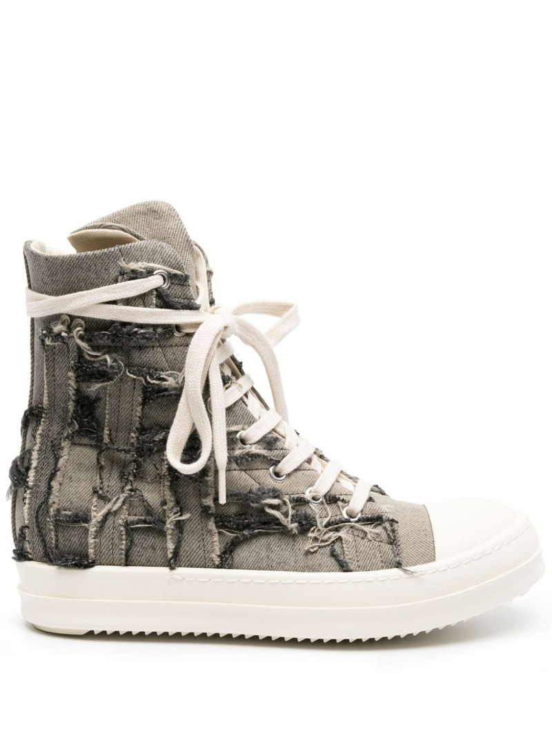 Slashed denim high-top sneakers 1