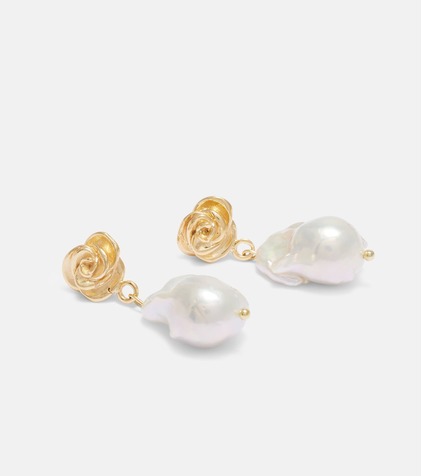 Baroque pearl gold-plated drop earrings - 4