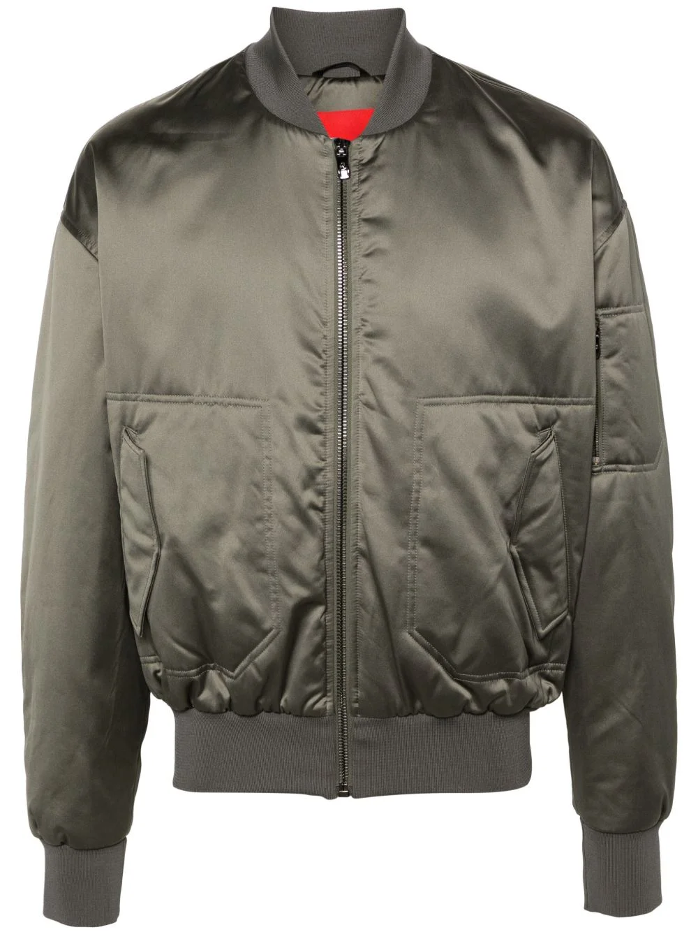 tape-detail zip-up bomber jacket - 1