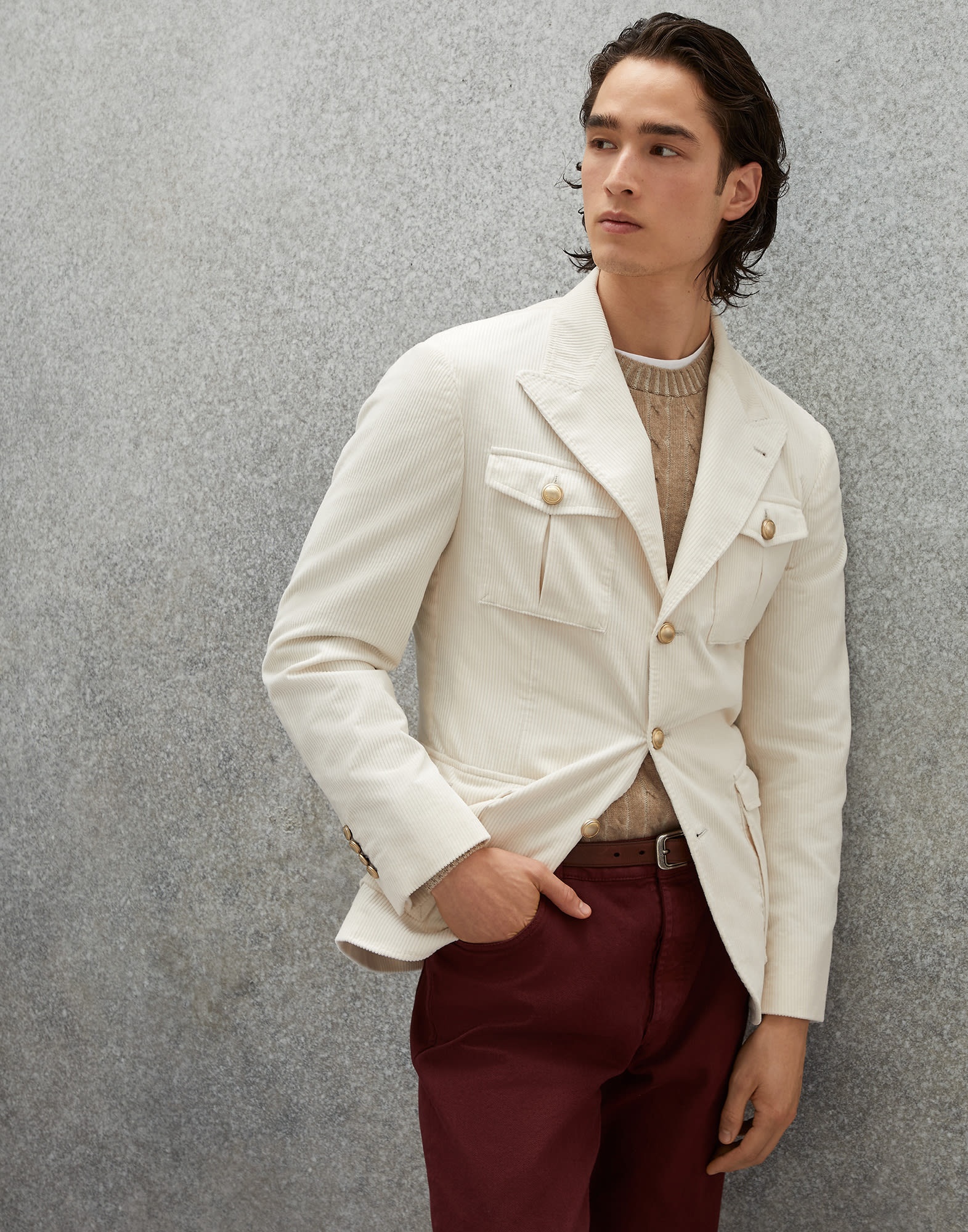 Sea Island Cotton corduroy deconstructed blazer with safari-style pockets - 4