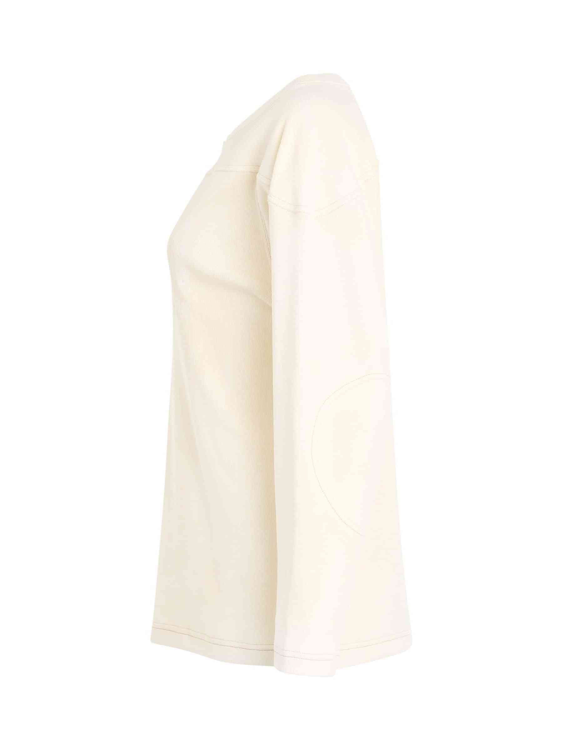Rib Cotton Logo Sweatshirt in Off White - 3