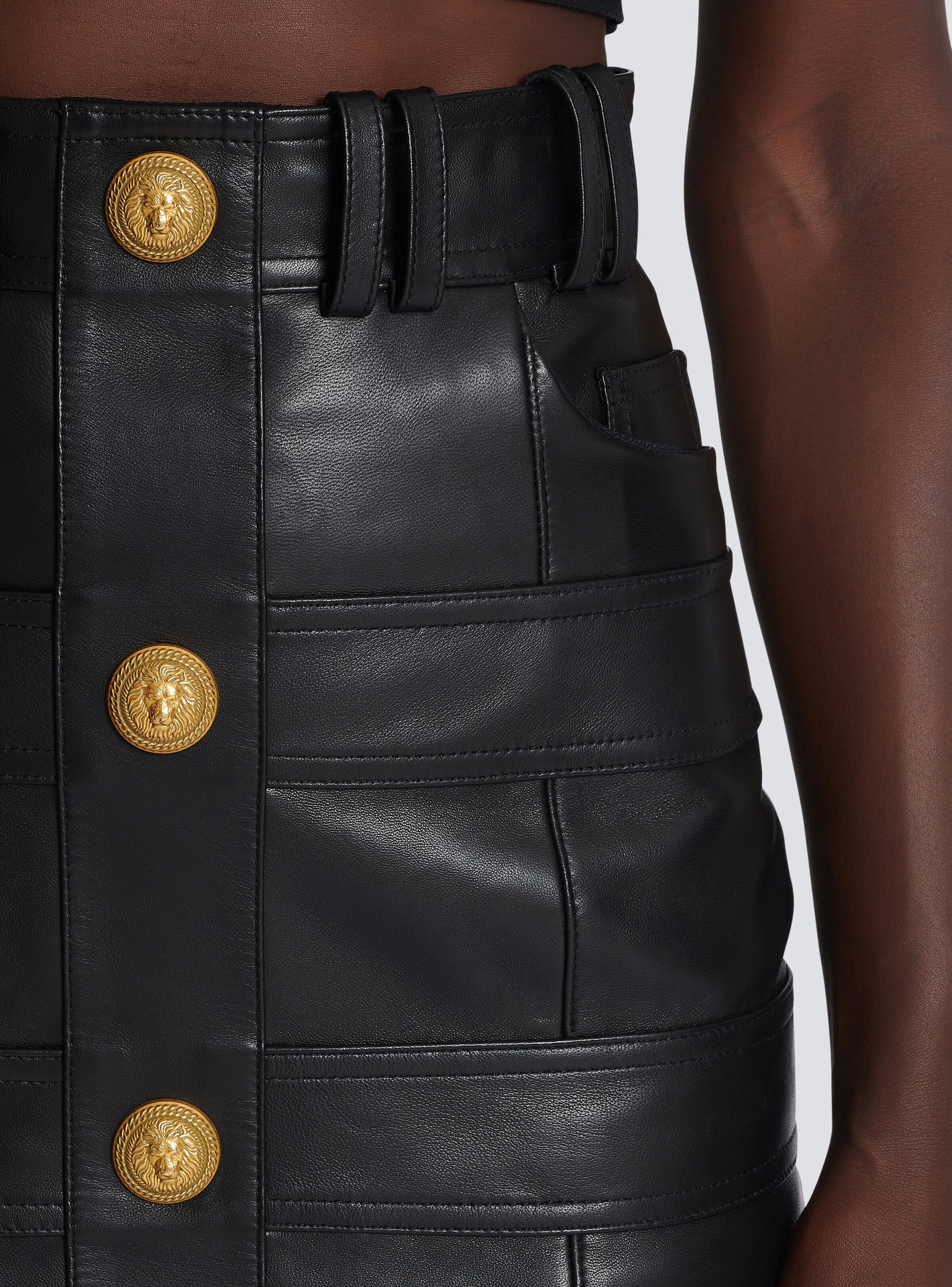 High-waisted leather skirt - 7
