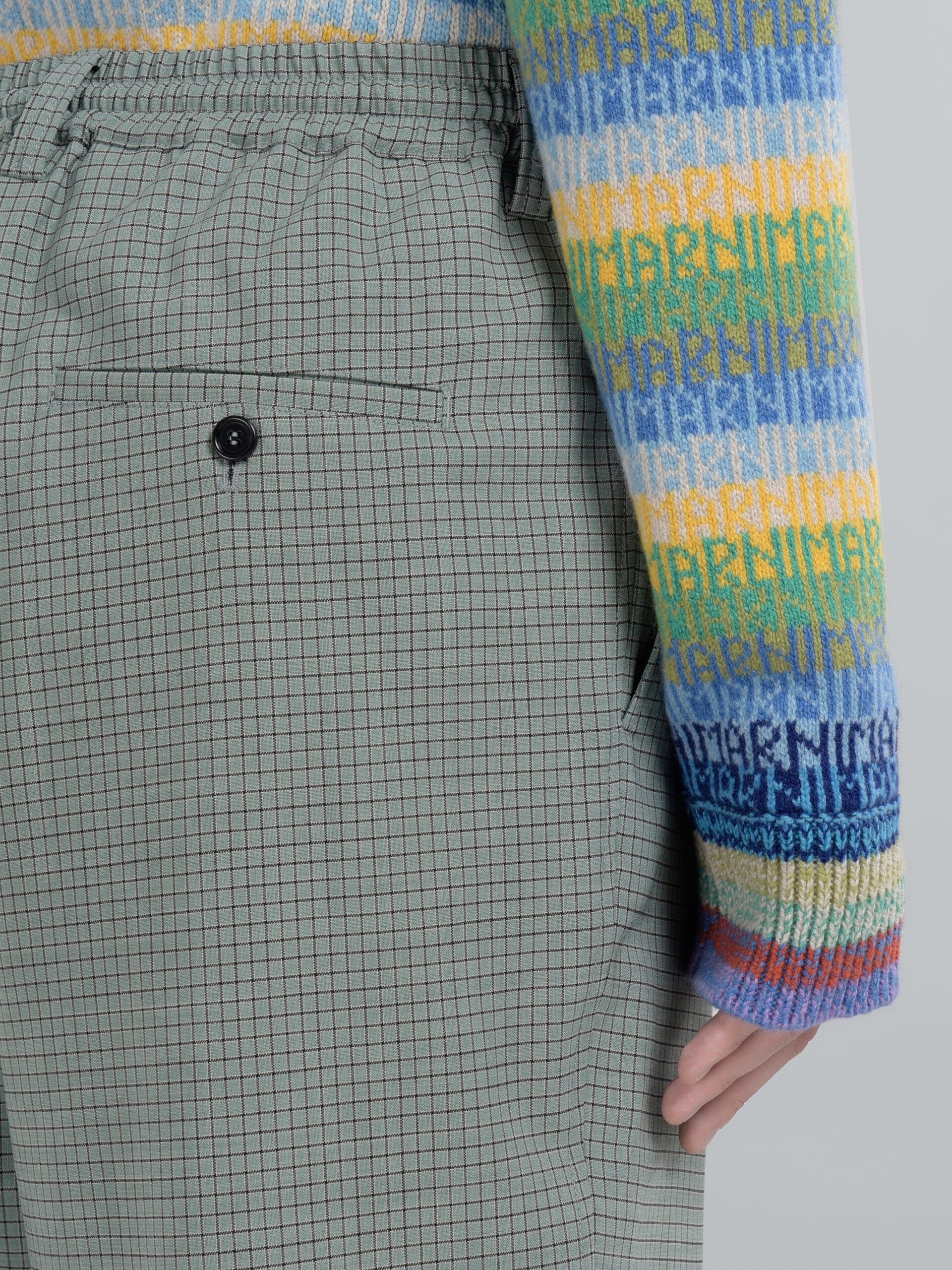 GREEN CROPPED TROUSERS IN TROPICAL WOOL WITH CHECKS - 4