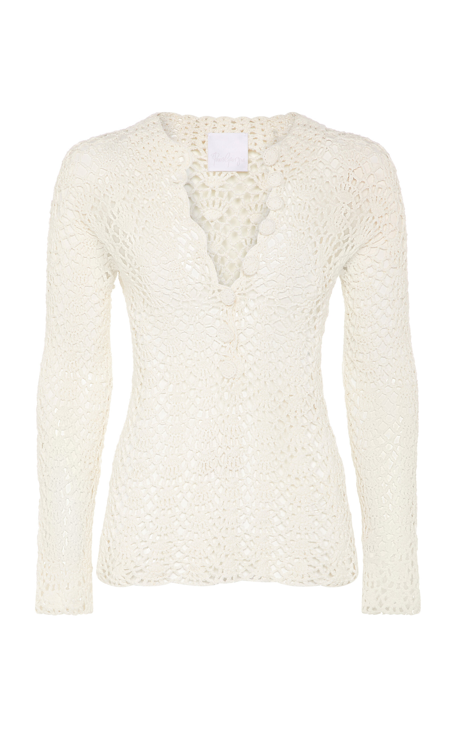 Crochet Cotton-Linen Top ivory - 1