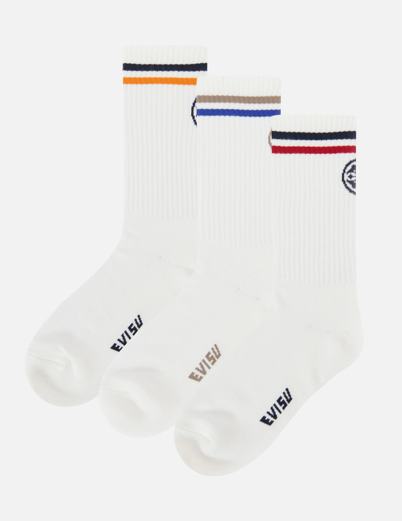 3-PACK KAMON AND STRIPE JACQUARD LONG SOCKS 1
