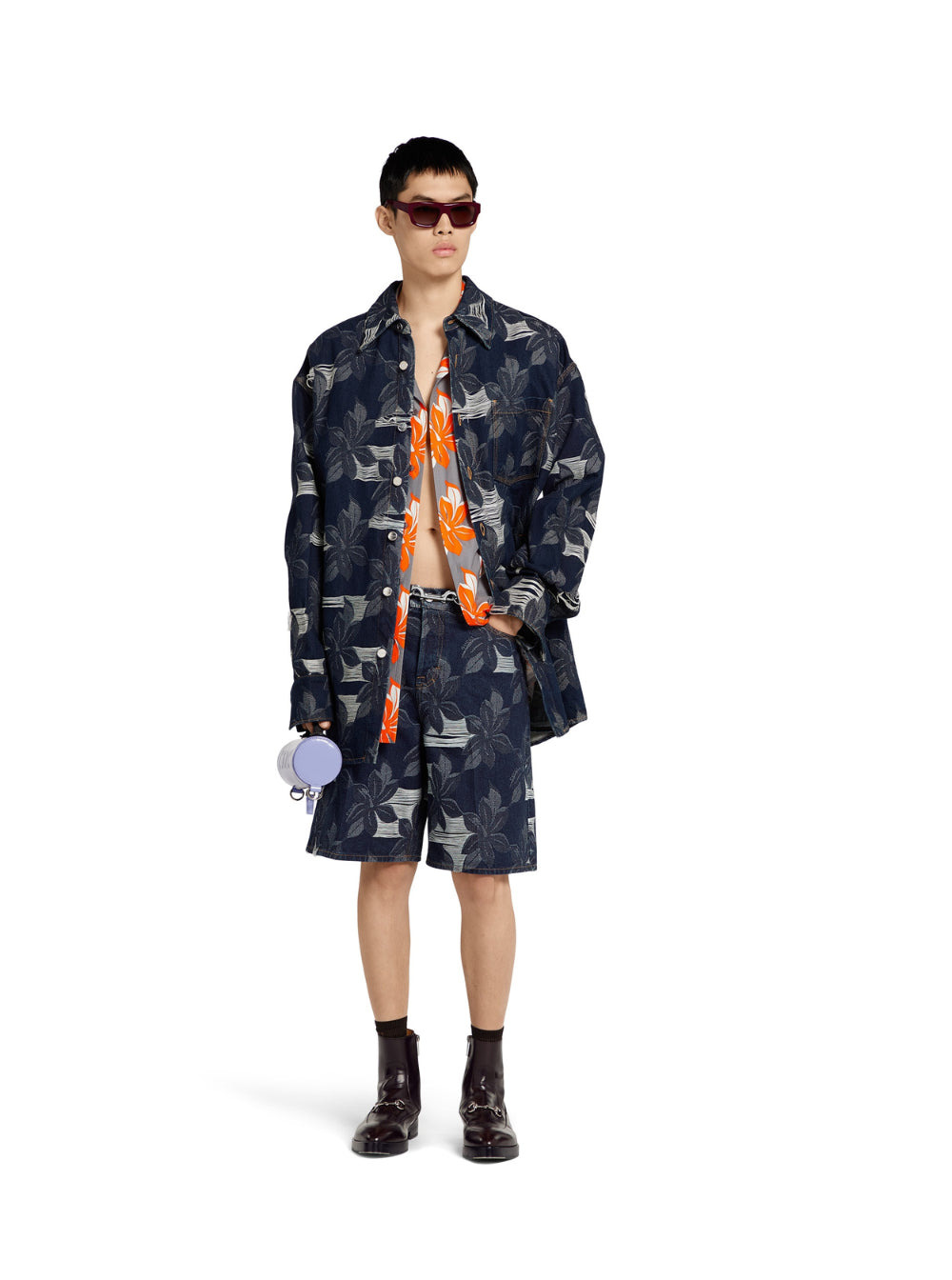 Gucci Men Blue Jacket With All-Over Floral Motif And Ripped Details In Denim Man - 4